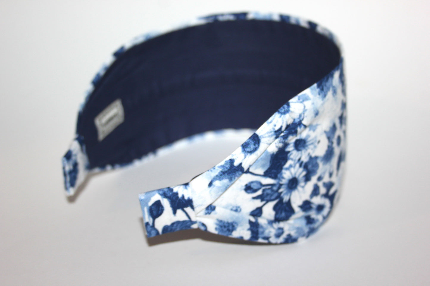 Boho Navy & White cotton flower print headband