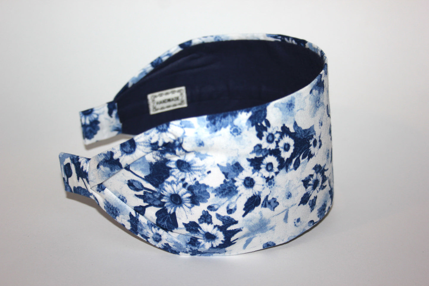 Boho Navy & White cotton flower print headband