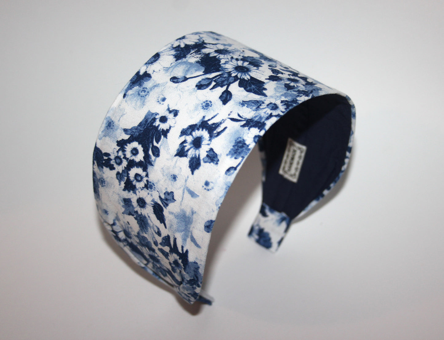 Boho Navy & White cotton flower print headband