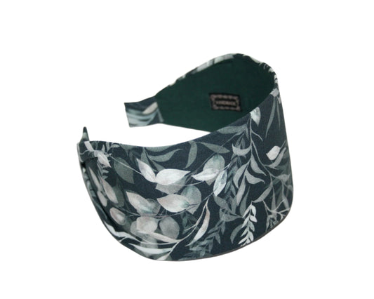 Headband for women Petrol blue eucalyptus print fabric head scarf