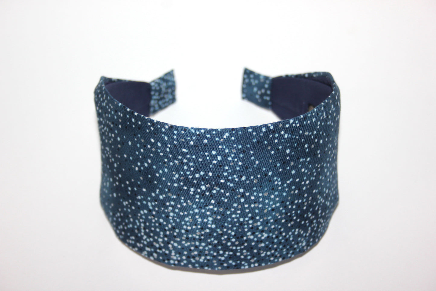 Blue fabric headband polka dot cotton hairband
