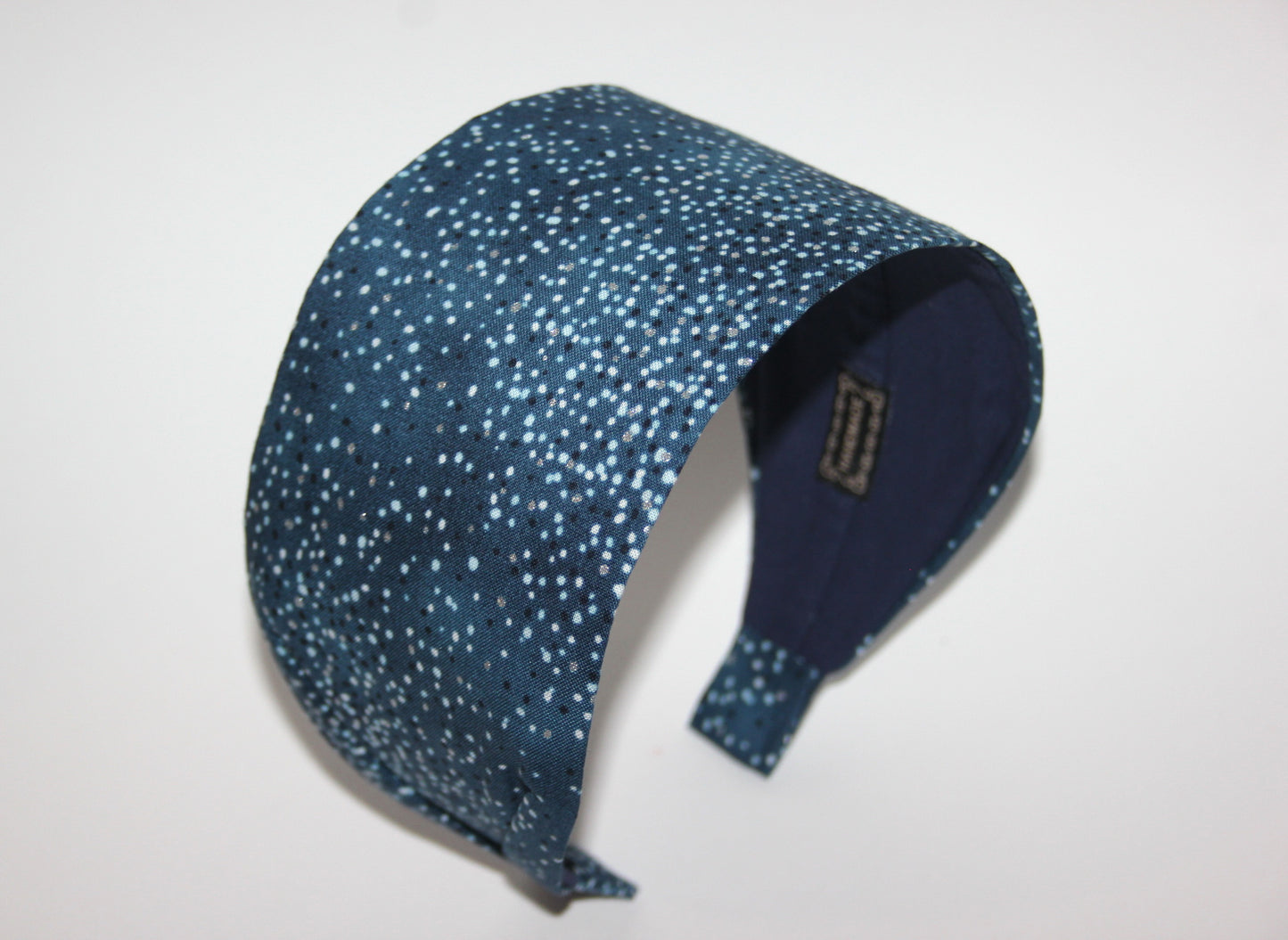 Blue fabric headband polka dot cotton hairband