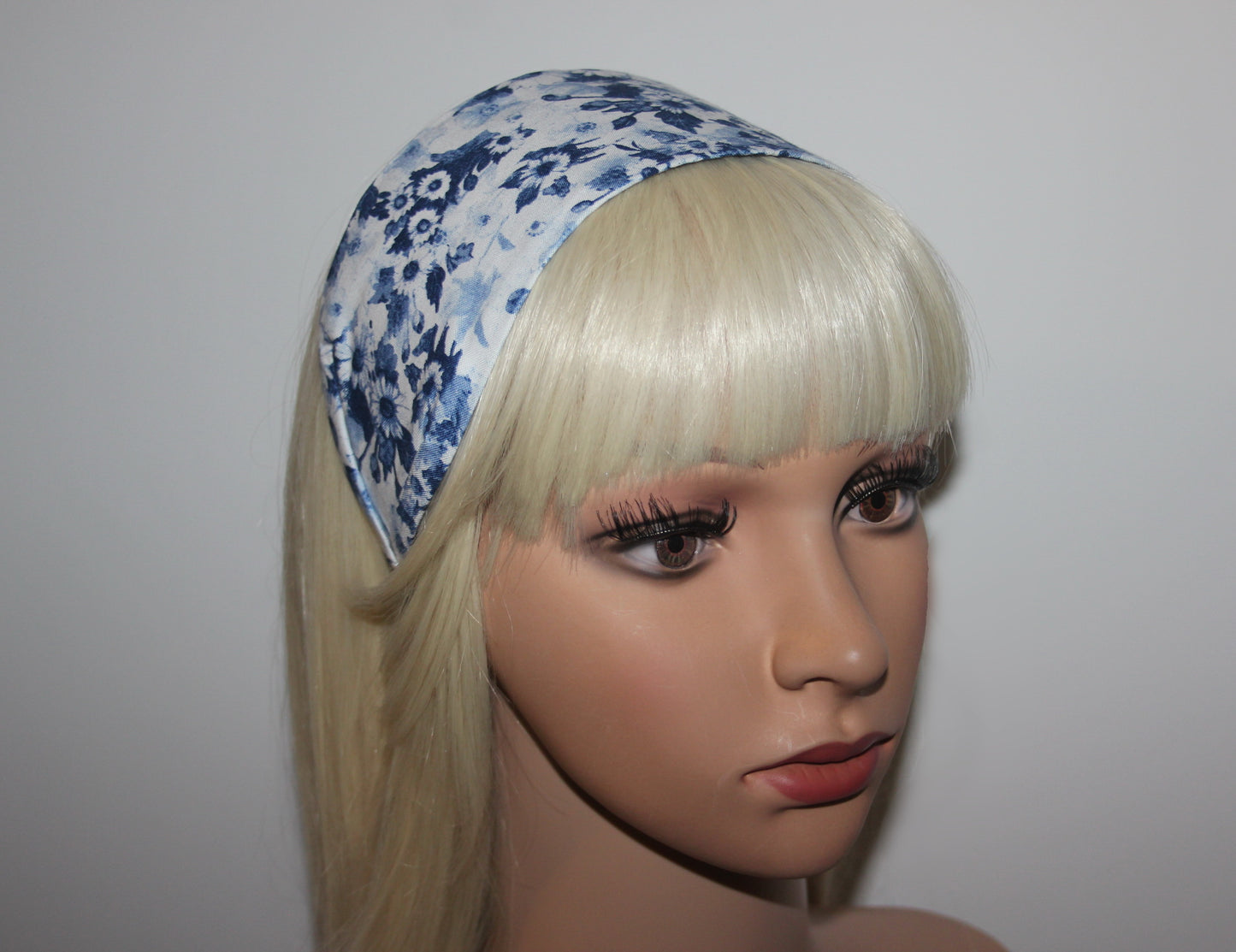 Boho Navy & White cotton flower print headband
