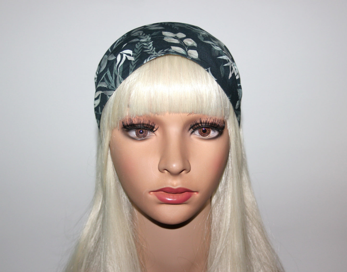 Headband bandana Petrol Blue cotton hippie head scarf, wide head covering