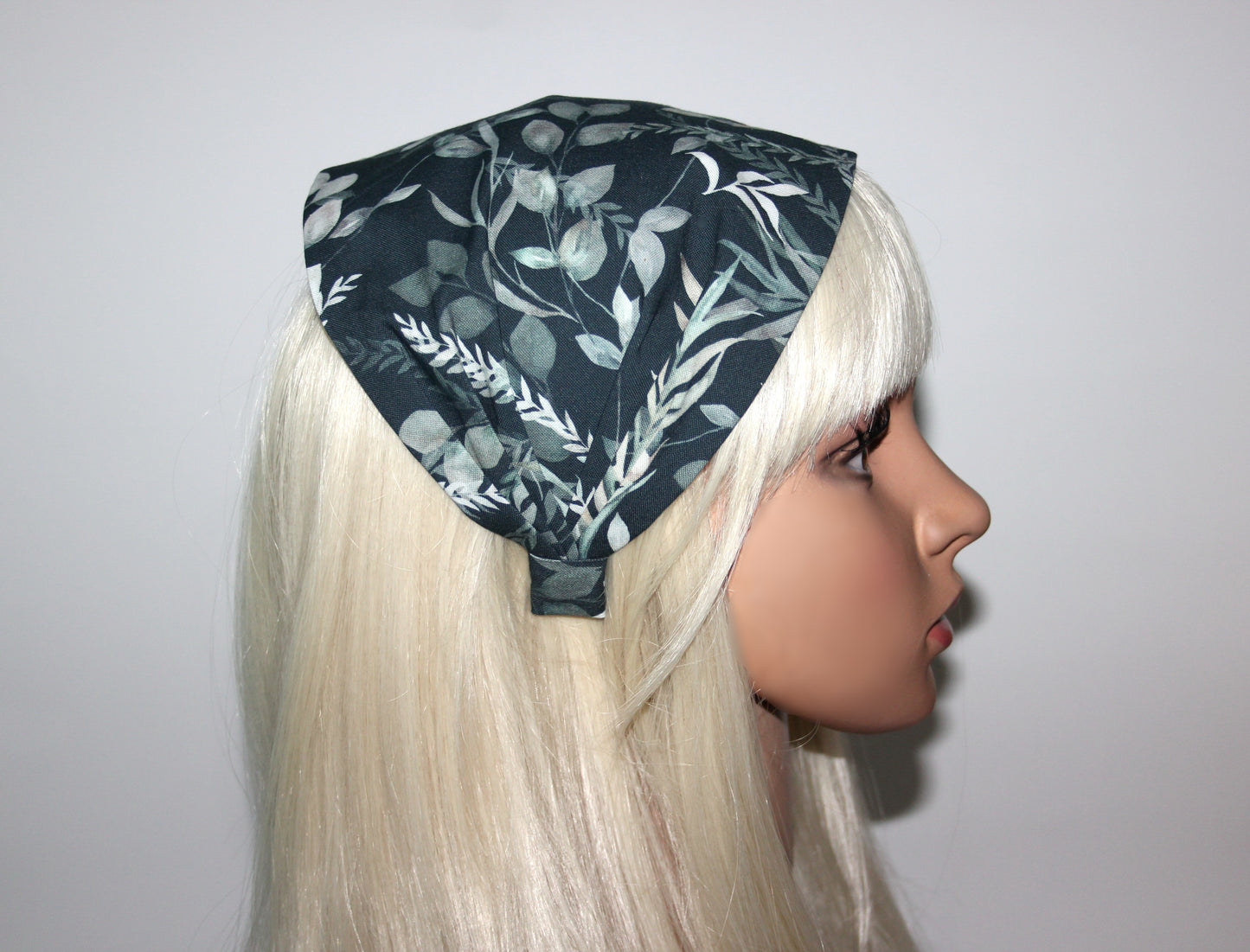 Headband bandana Petrol Blue cotton hippie head scarf, wide head covering