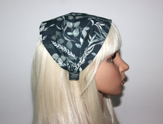 Headband bandana Petrol Blue cotton hippie head scarf, wide head covering