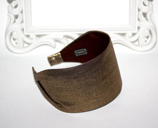 Linen headband women Stardust Gold & Brown hairband scarf