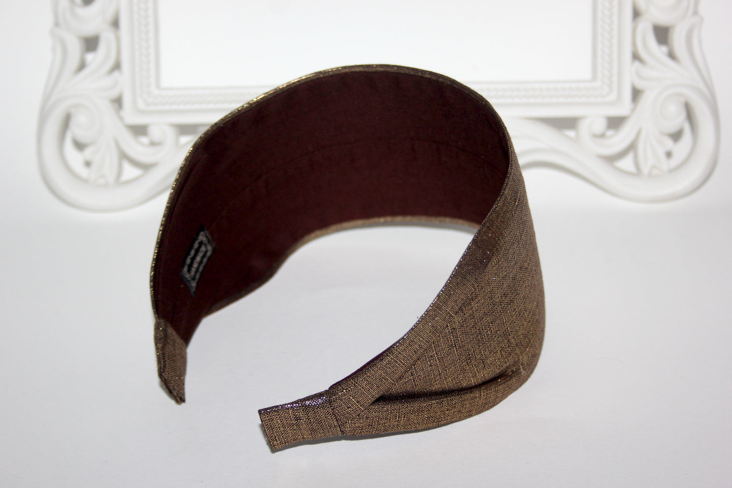Linen headband women Stardust Gold & Brown hairband scarf