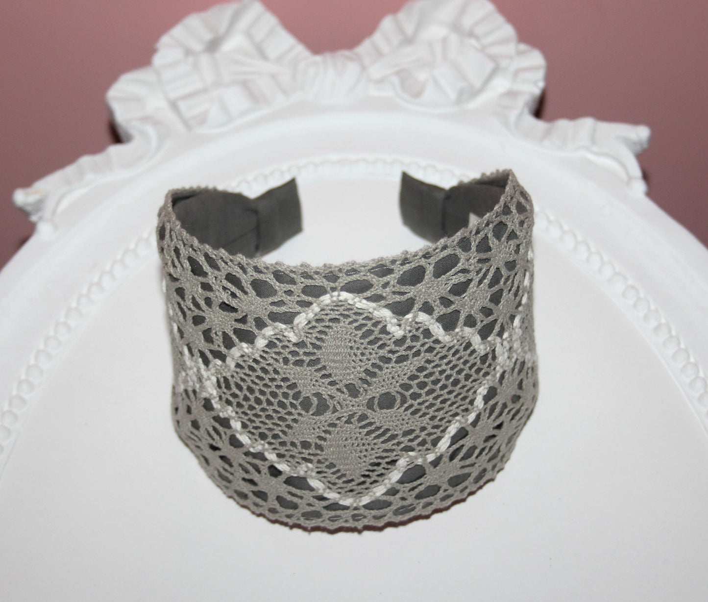 Retro headband for women 4"inch Gray wide alopecia head scarf Knitted cotton hairband