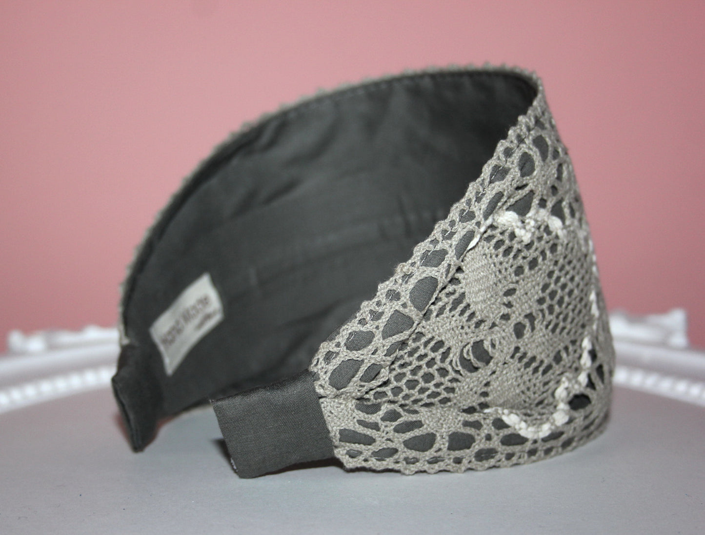 Retro headband for women 4"inch Gray wide alopecia head scarf Knitted cotton hairband