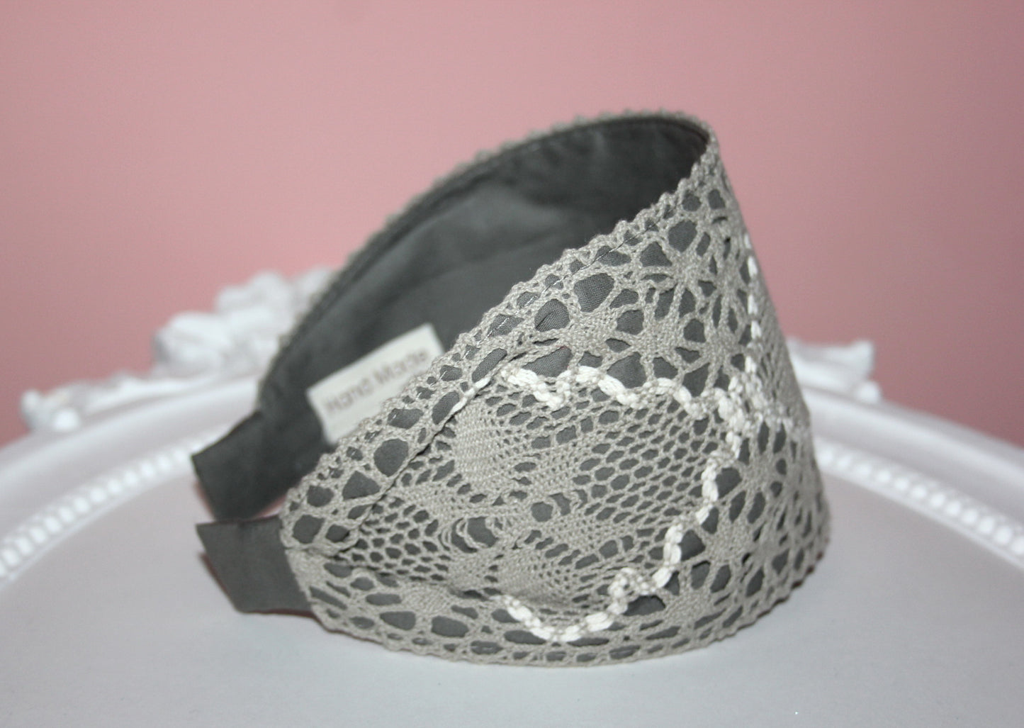 Retro headband for women 4"inch Gray wide alopecia head scarf Knitted cotton hairband