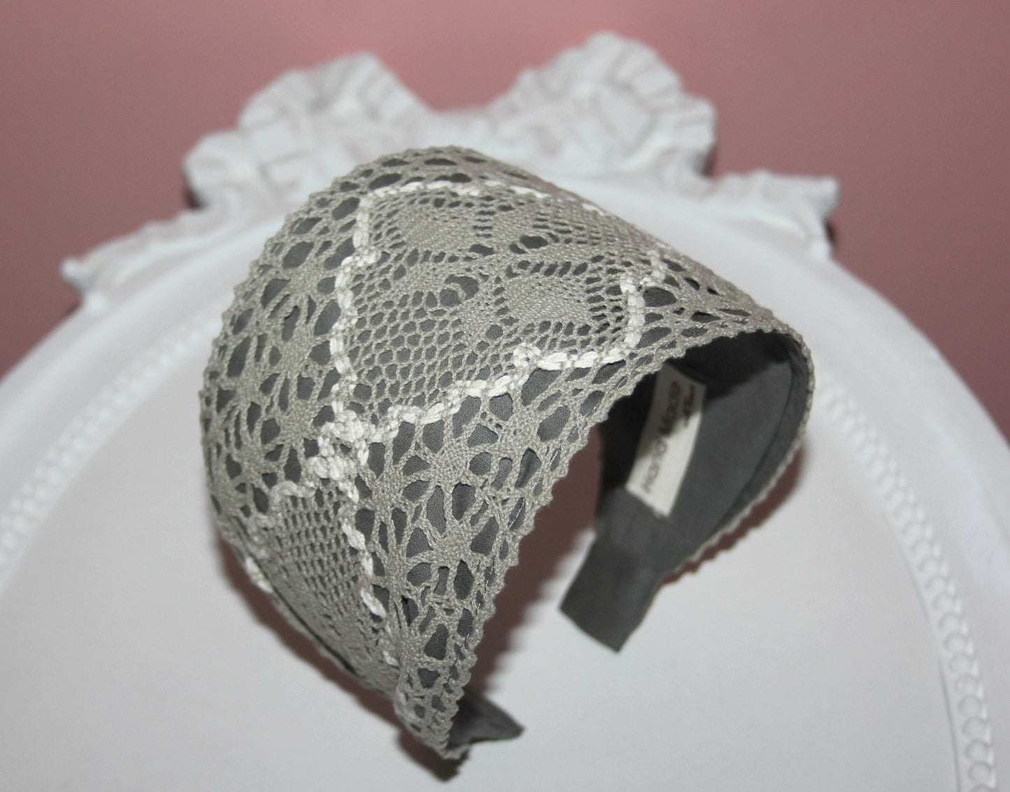 Retro headband for women 4"inch Gray wide alopecia head scarf Knitted cotton hairband