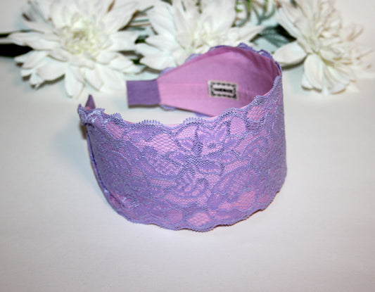 Lilac & Pink headband for women 3.15" inch Two tone lace hairband scarf