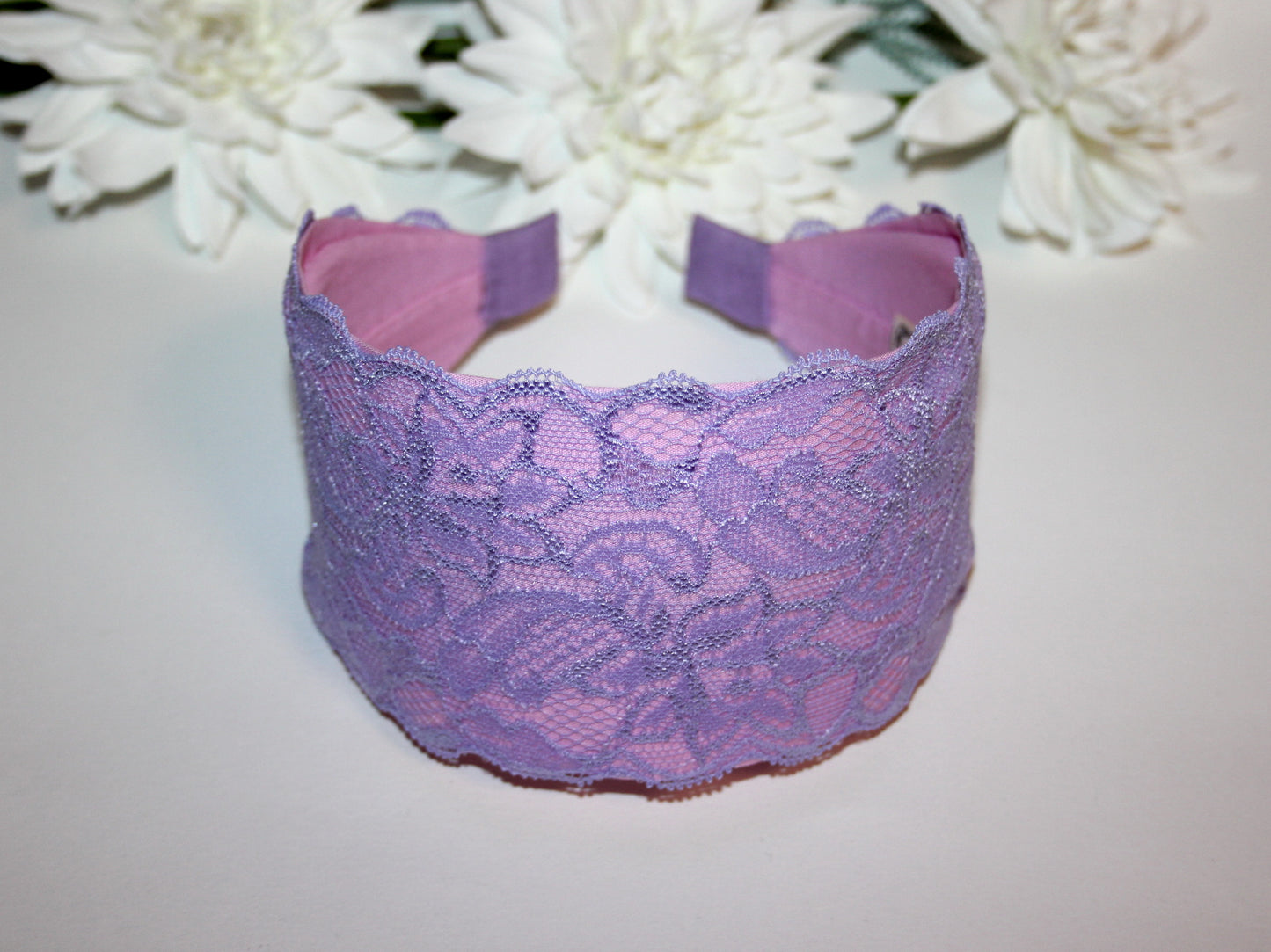 Lilac & Pink headband for women 3.15" inch Two tone lace hairband scarf