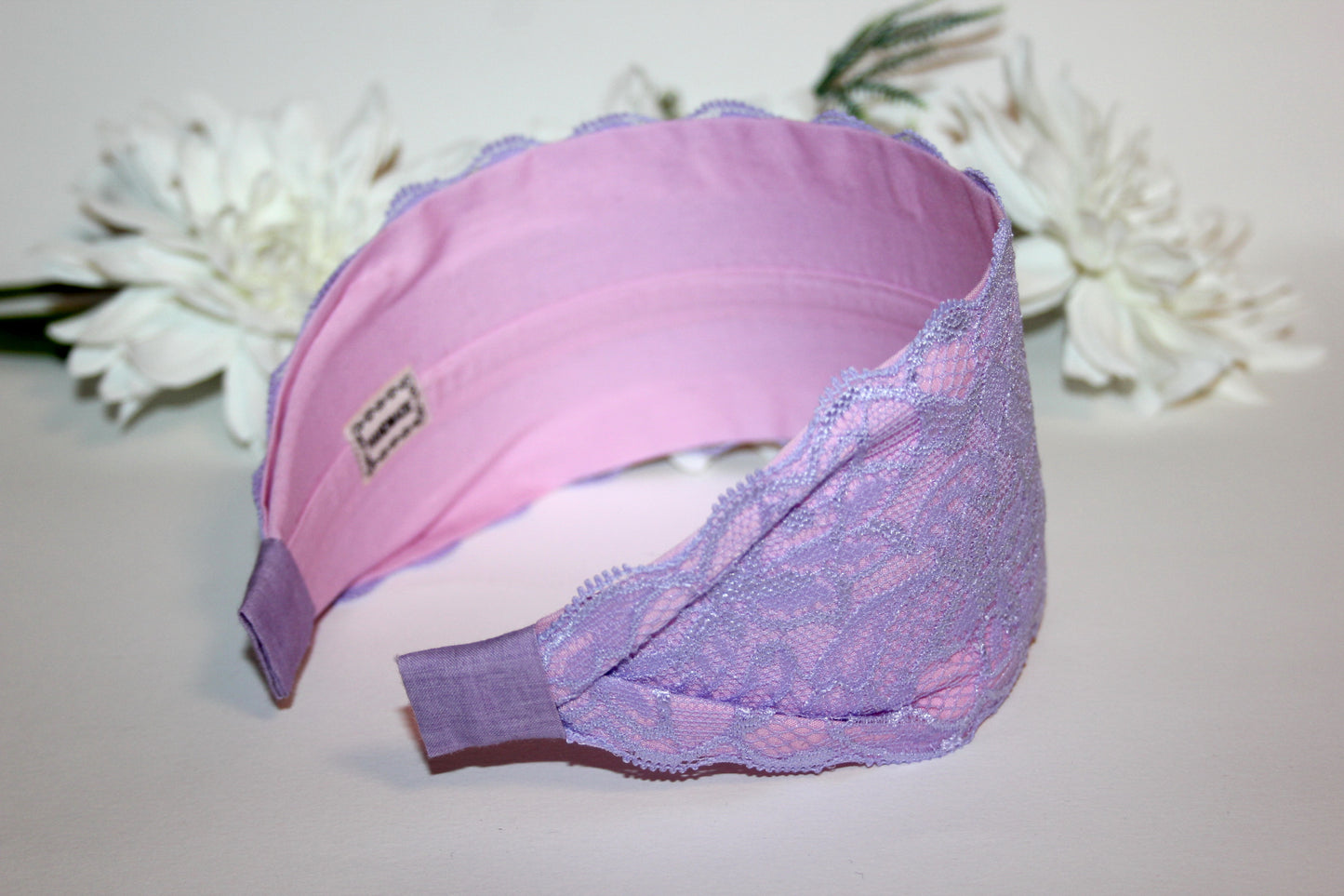 Lilac & Pink headband for women 3.15" inch Two tone lace hairband scarf