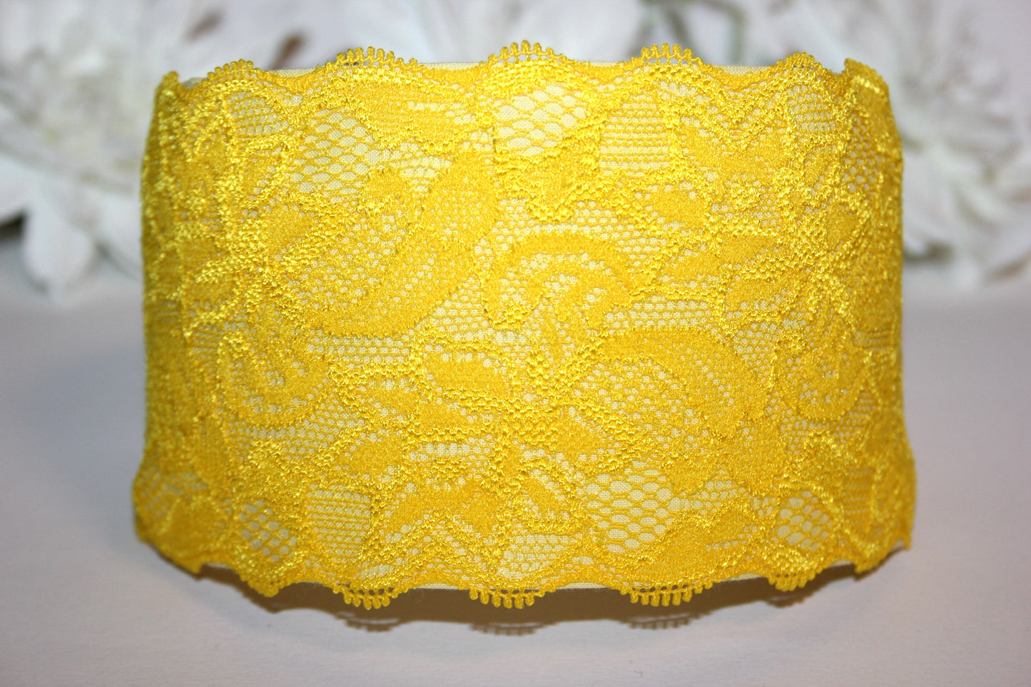 Sun Yellow lace headband 3.15" inch Structured hairband scarf for women
