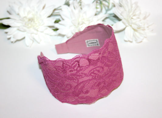 Blush Pink lace headband 3.15" inch Structured hairband scarf for women