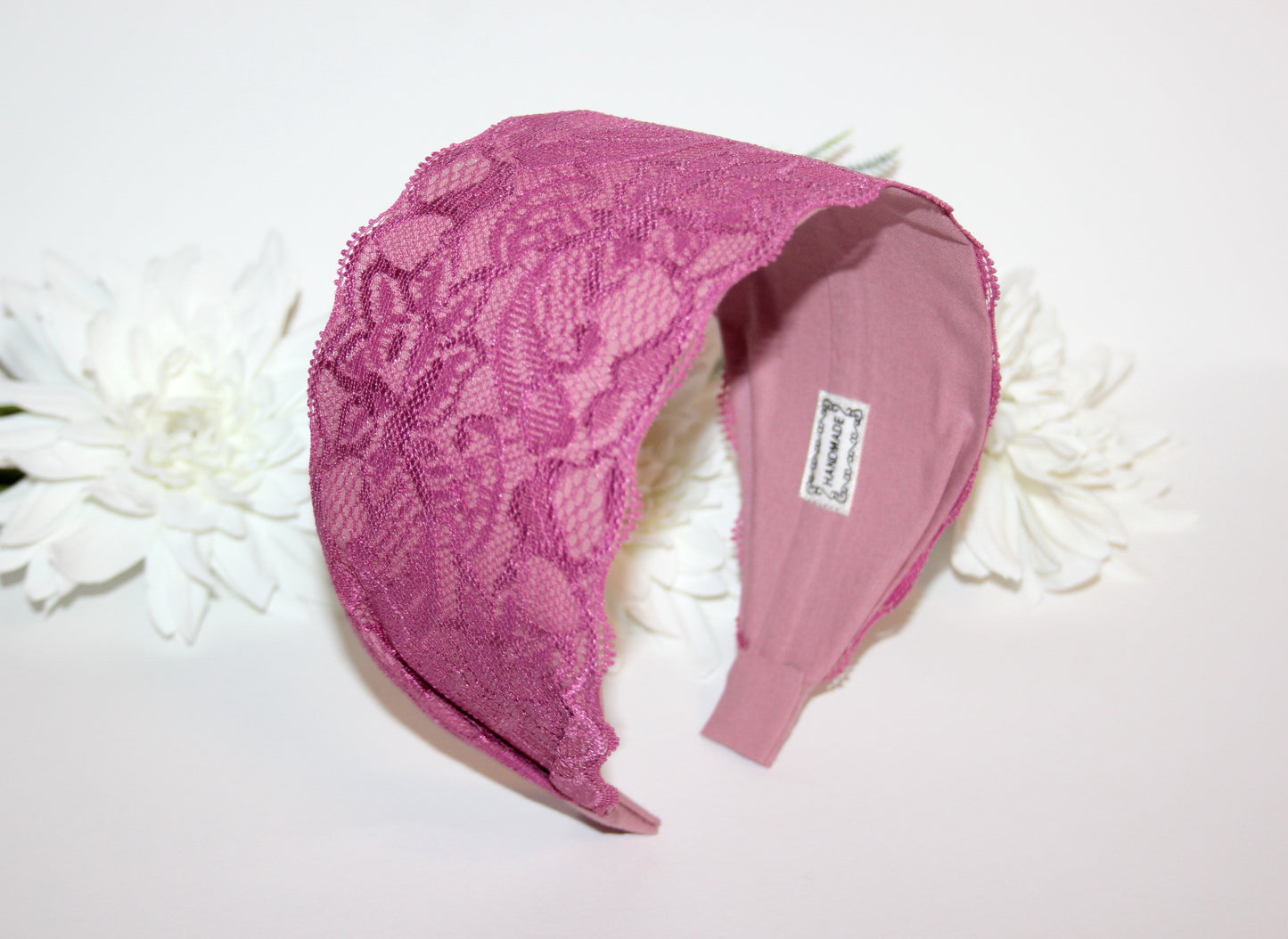 Blush Pink lace headband 3.15" inch Structured hairband scarf for women