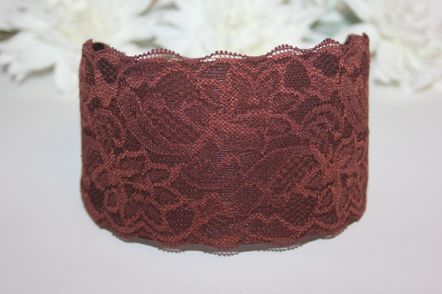 Dark Brown headband for women 3.15" inch Lace head covering, wide hairband