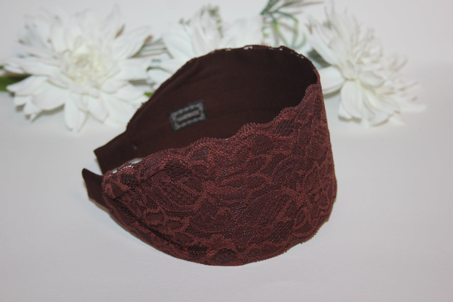 Dark Brown headband for women 3.15" inch Lace head covering, wide hairband