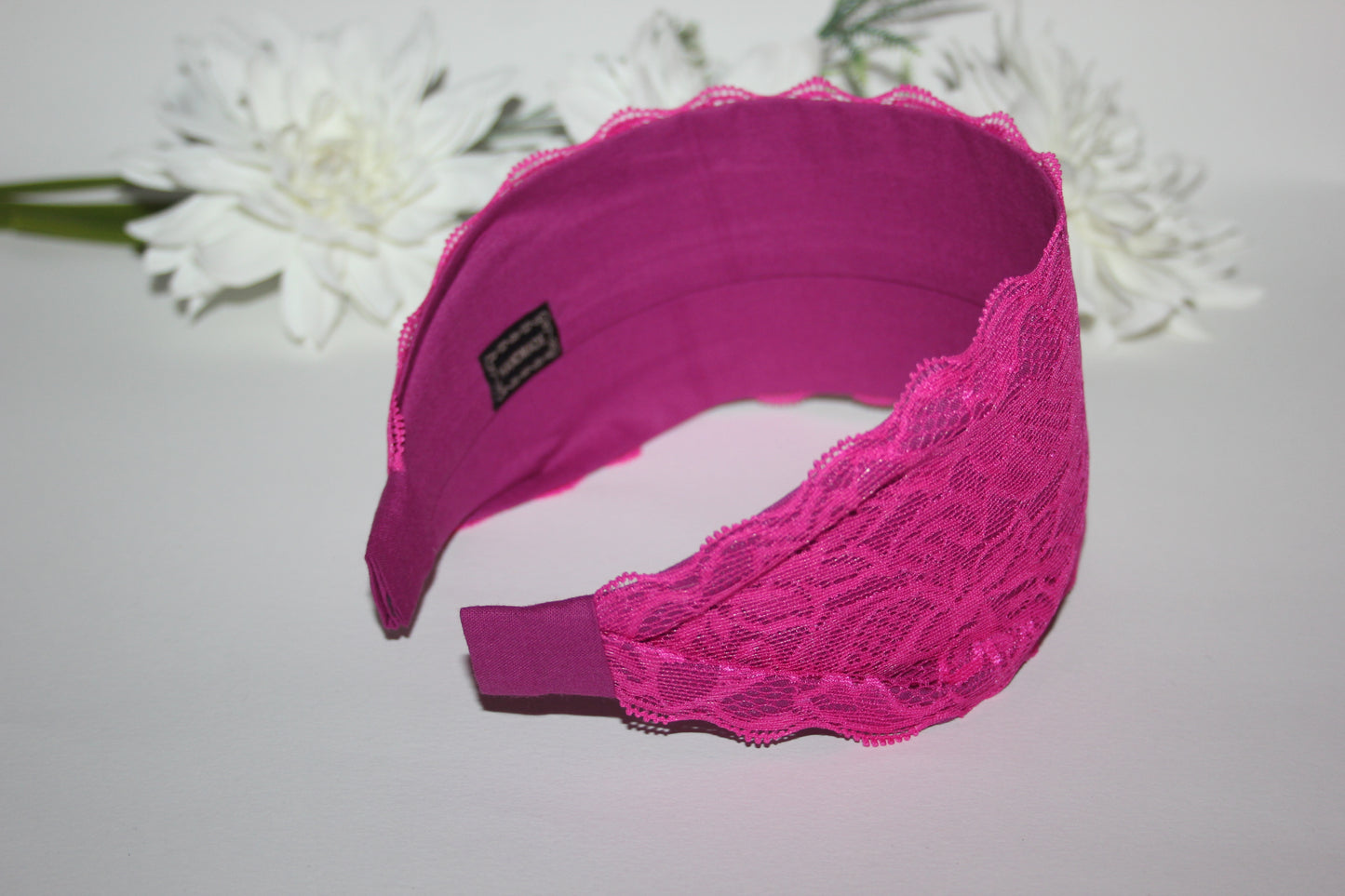 Bright Pink headband for women 3.15" inch Fashion lace hairband scarf