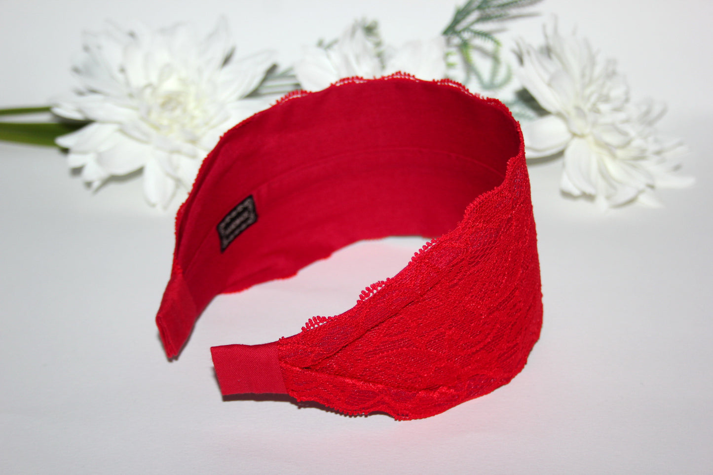 Red lace headband for women 3.15" inch Wide hair band scarf
