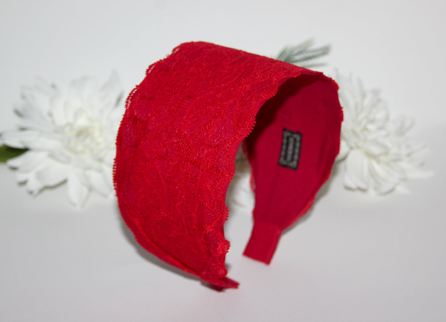 Red lace headband for women 3.15" inch Wide hair band scarf