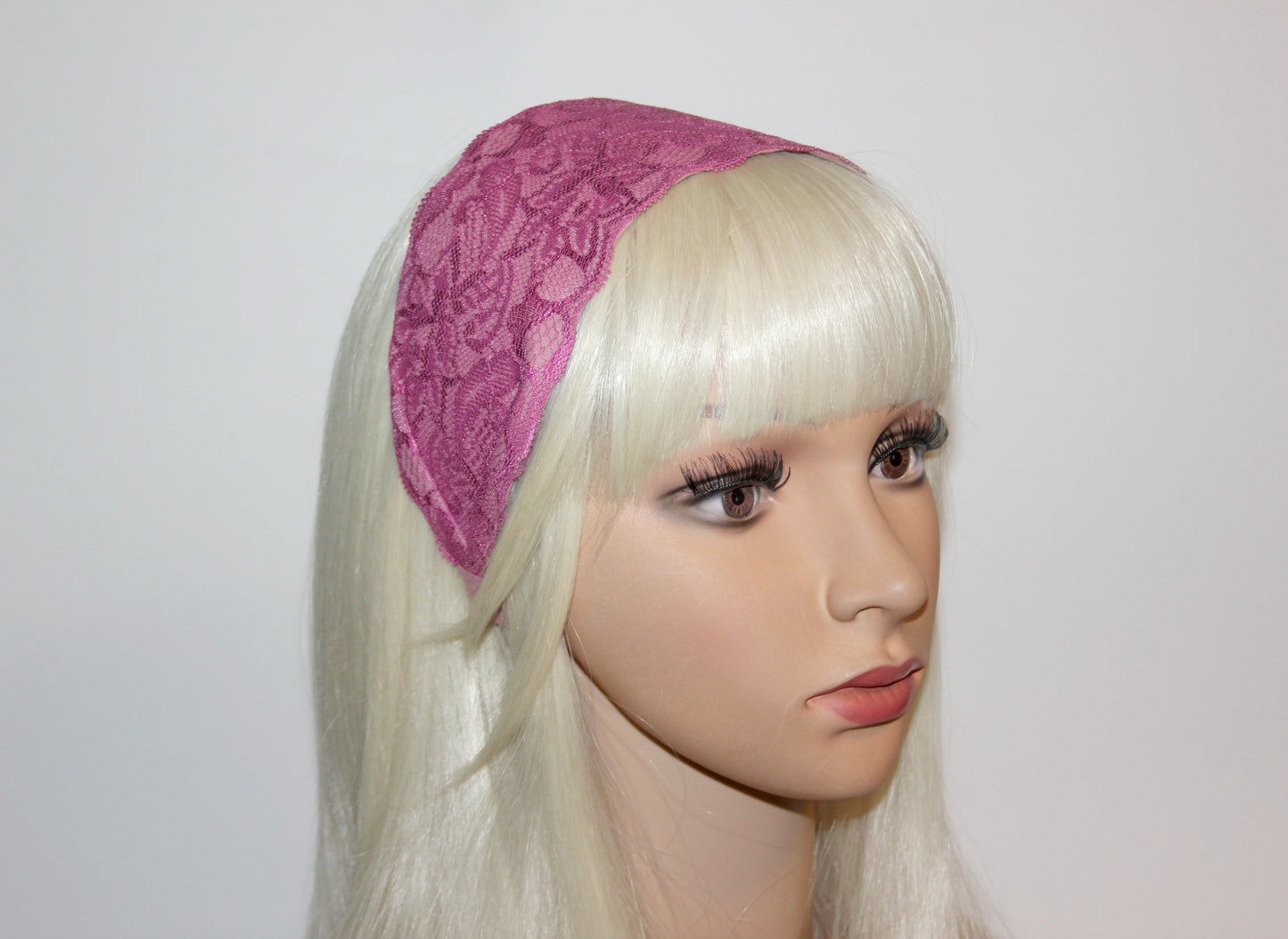 Blush Pink lace headband 3.15" inch Structured hairband scarf for women