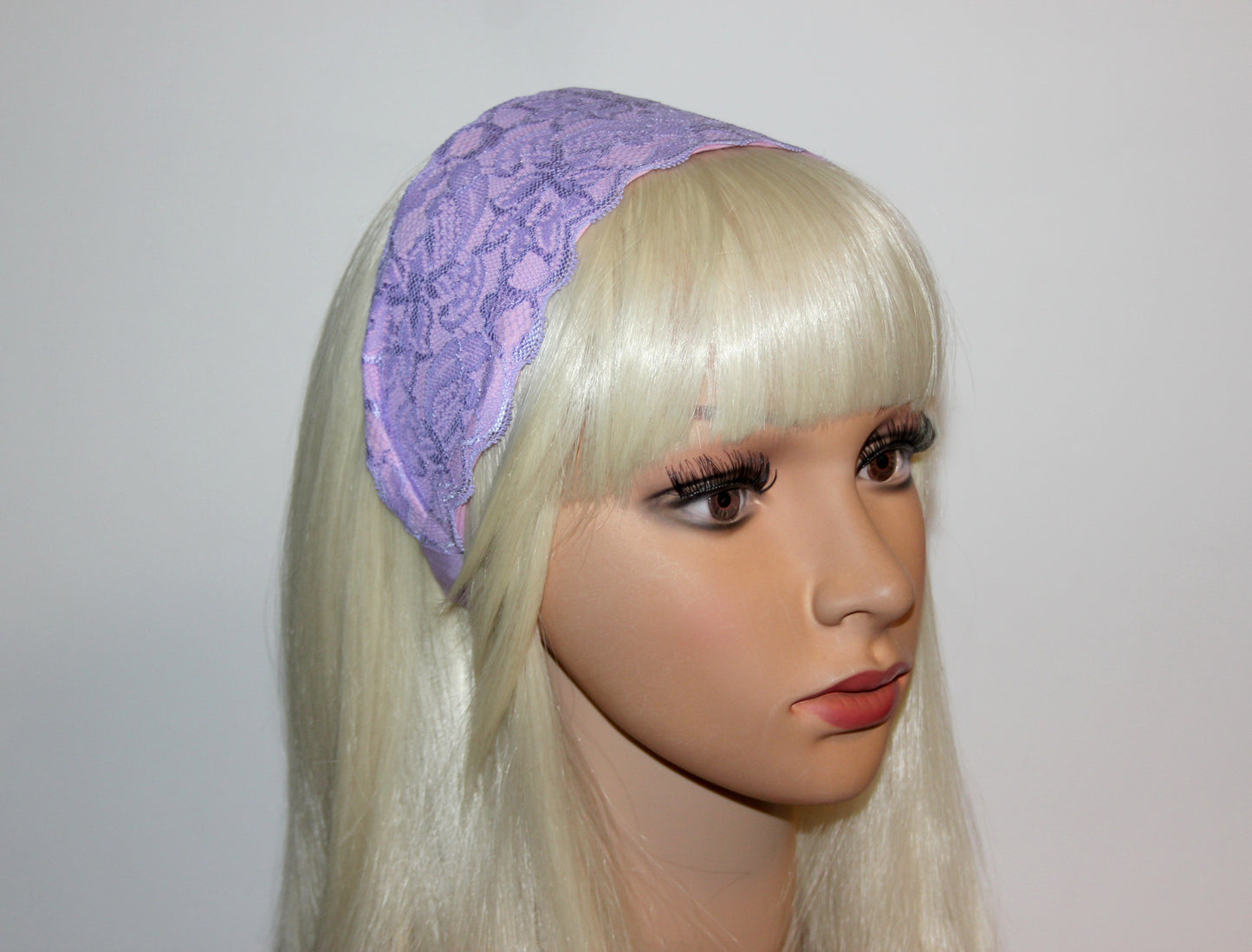 Lilac & Pink headband for women 3.15" inch Two tone lace hairband scarf