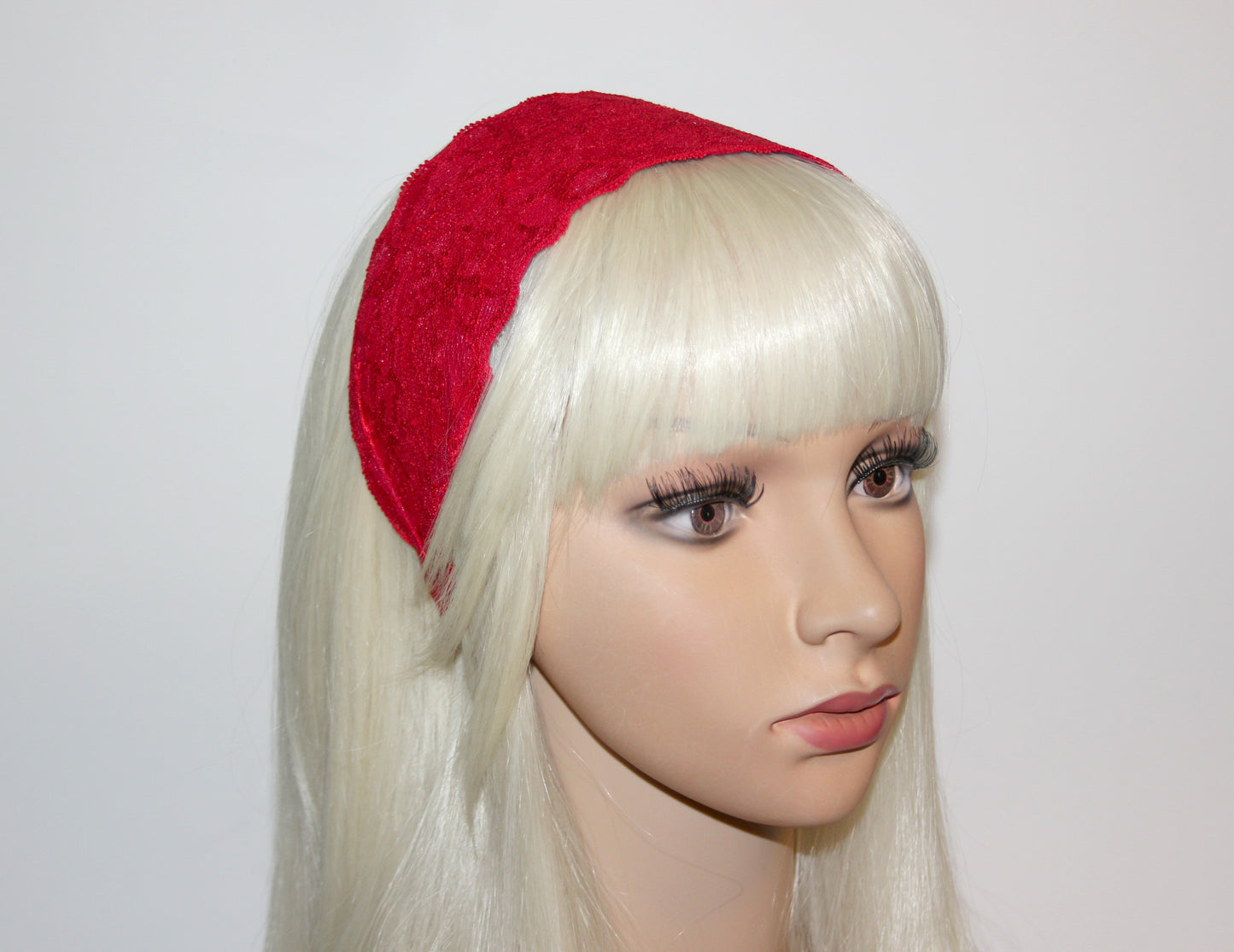 Red lace headband for women 3.15" inch Wide hair band scarf