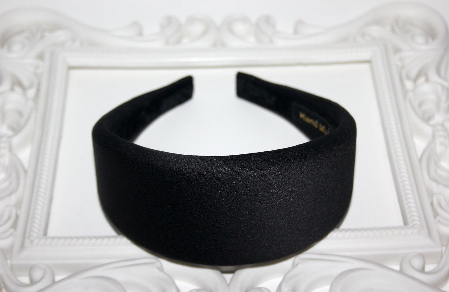 Padded Satin headband for women, Black puffy hairband, plastic free