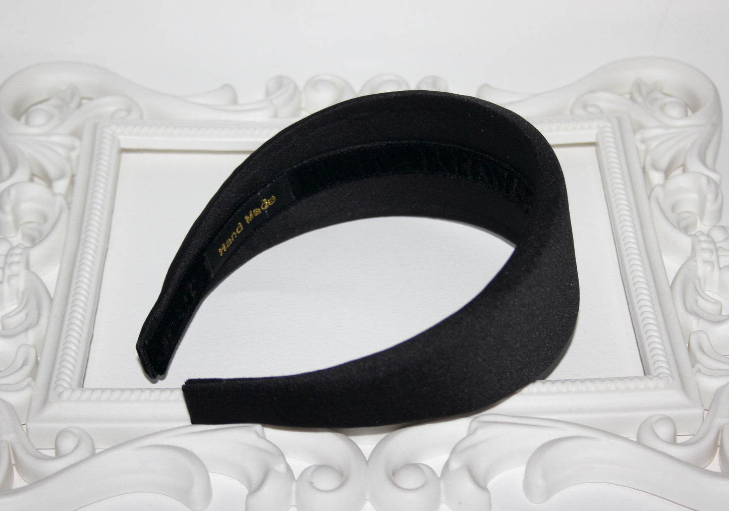 Padded Satin headband for women, Black puffy hairband, plastic free