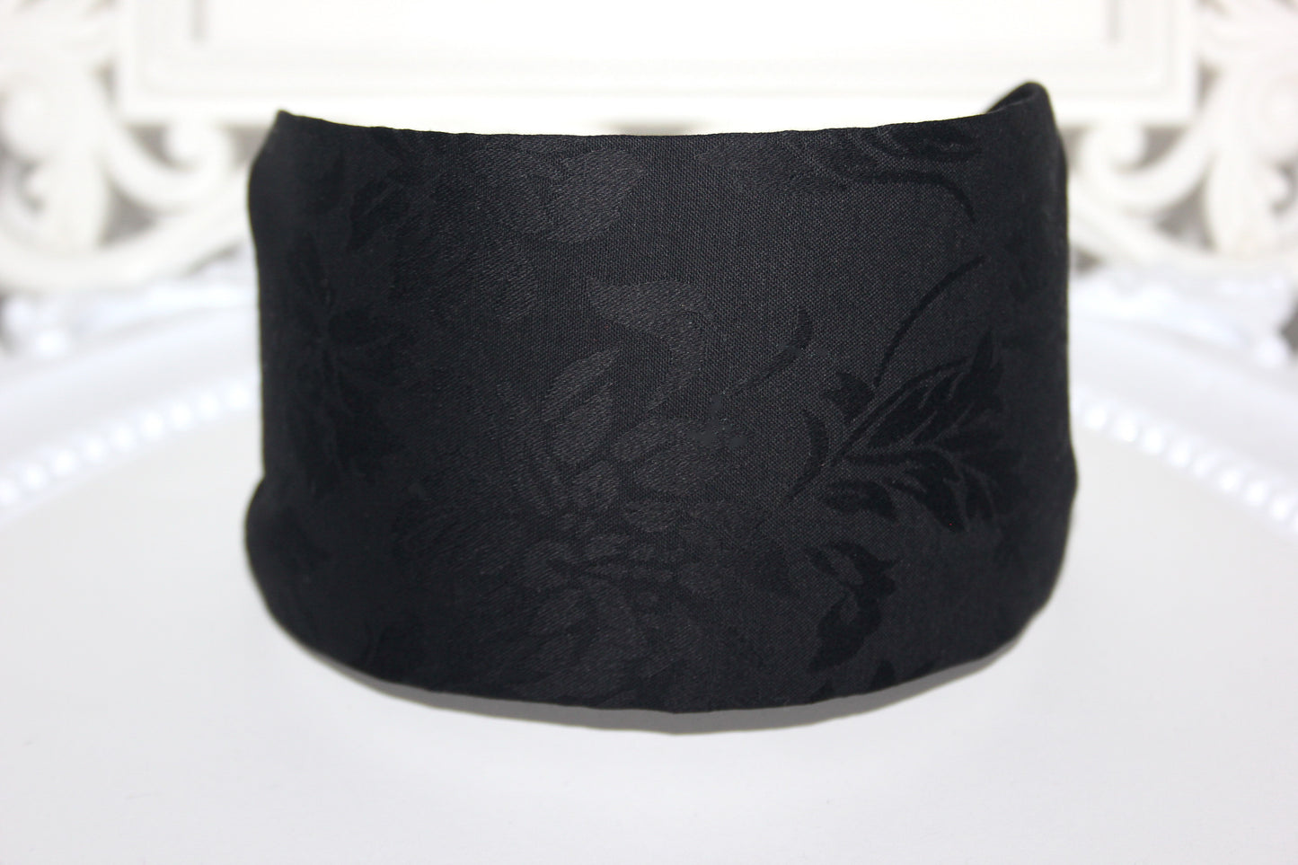 Jacquard flat headband Black cotton head scarf