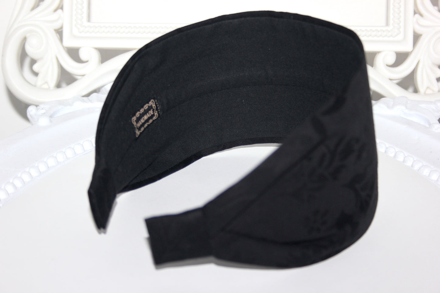 Jacquard flat headband Black cotton head scarf