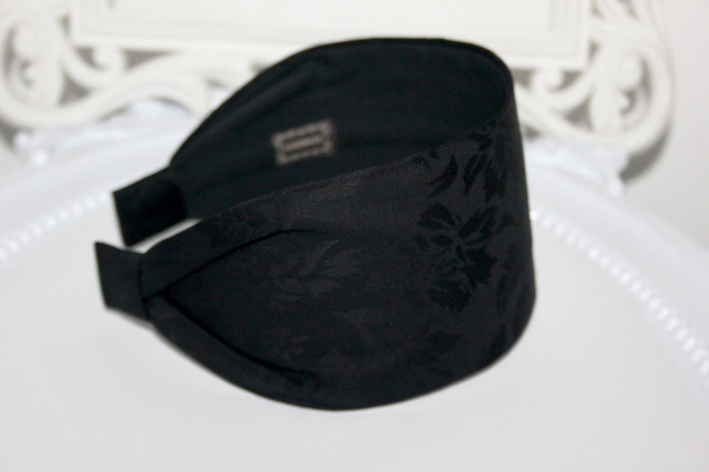 Jacquard flat headband Black cotton head scarf