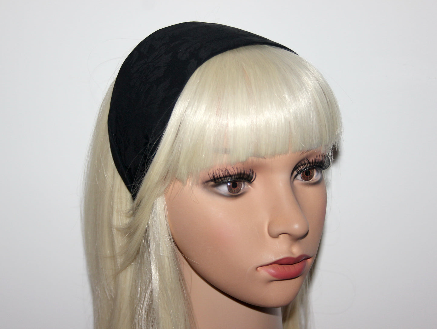 Jacquard flat headband Black cotton head scarf