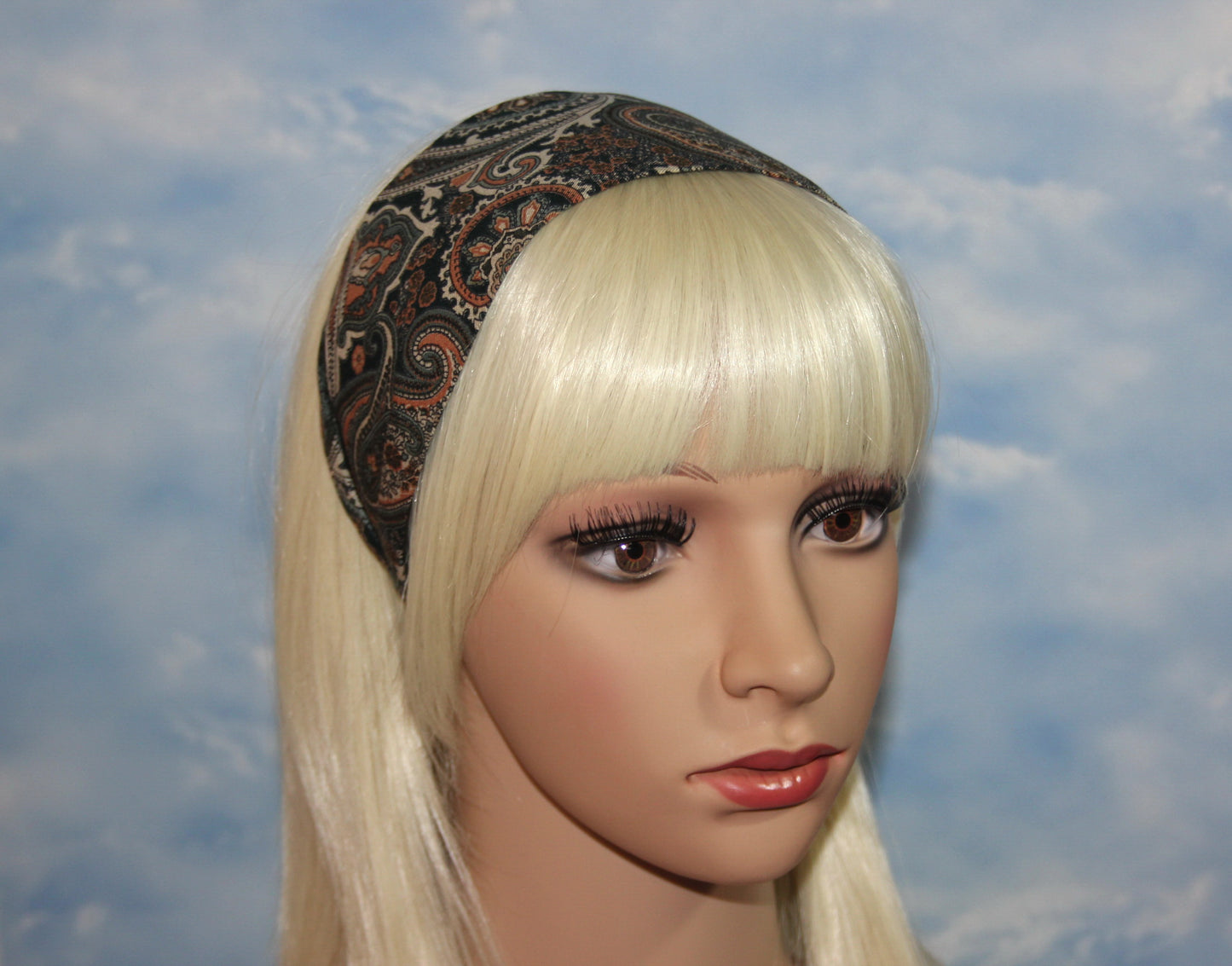 Green headband for women Wide fabric hair band