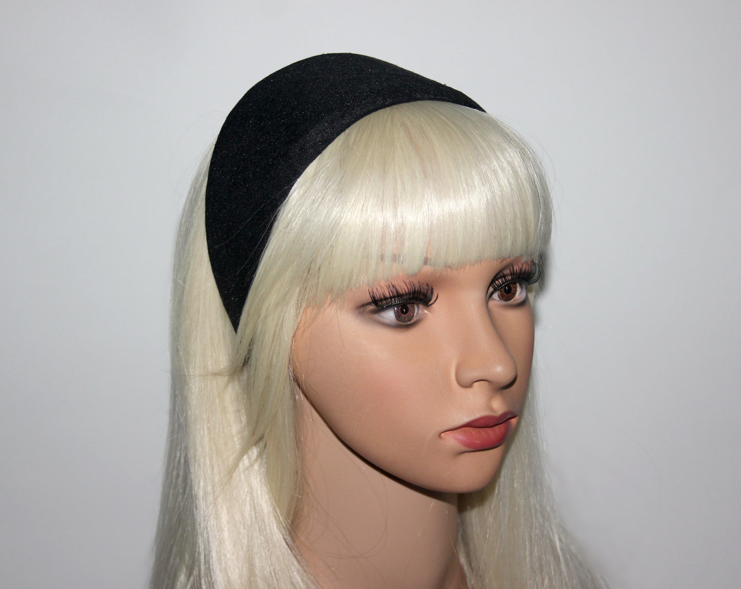 Black textured satin headband, Adjustable hairband for women, plastic free