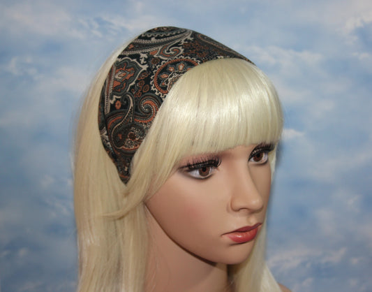 Green headband for women Wide fabric hair band