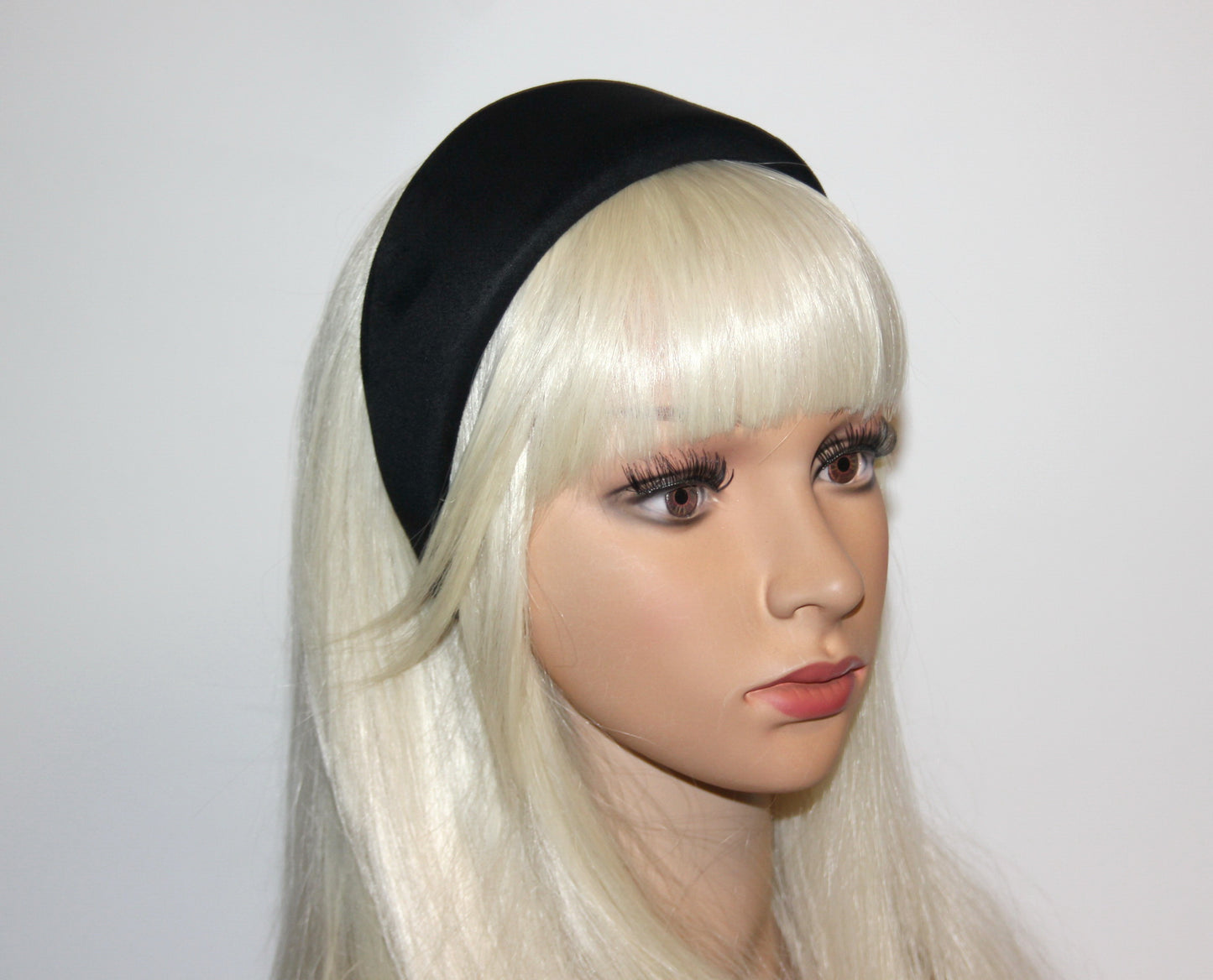 Black padded headband for women, Faux Suede puffy hairband, plastic free