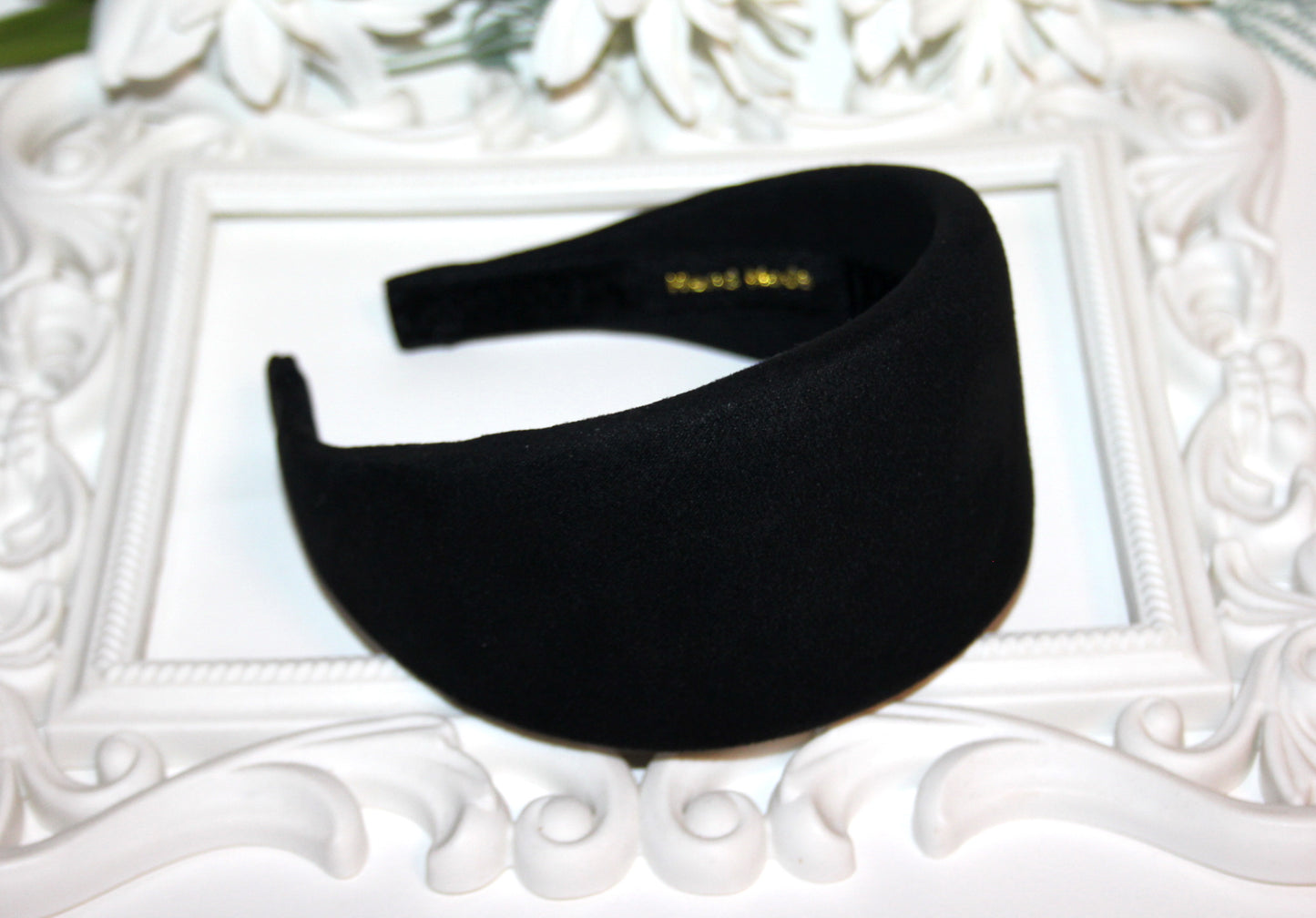 Black padded headband for women, Faux Suede puffy hairband, plastic free