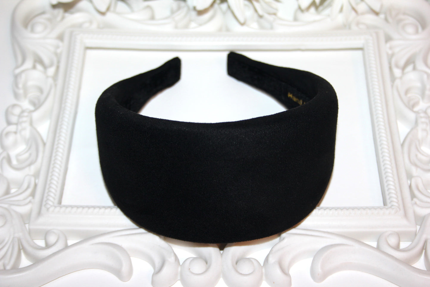 Black padded headband for women, Faux Suede puffy hairband, plastic free