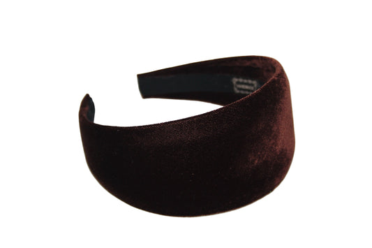 Dark Brown silk velvet headband for women Classic waldorf hairband
