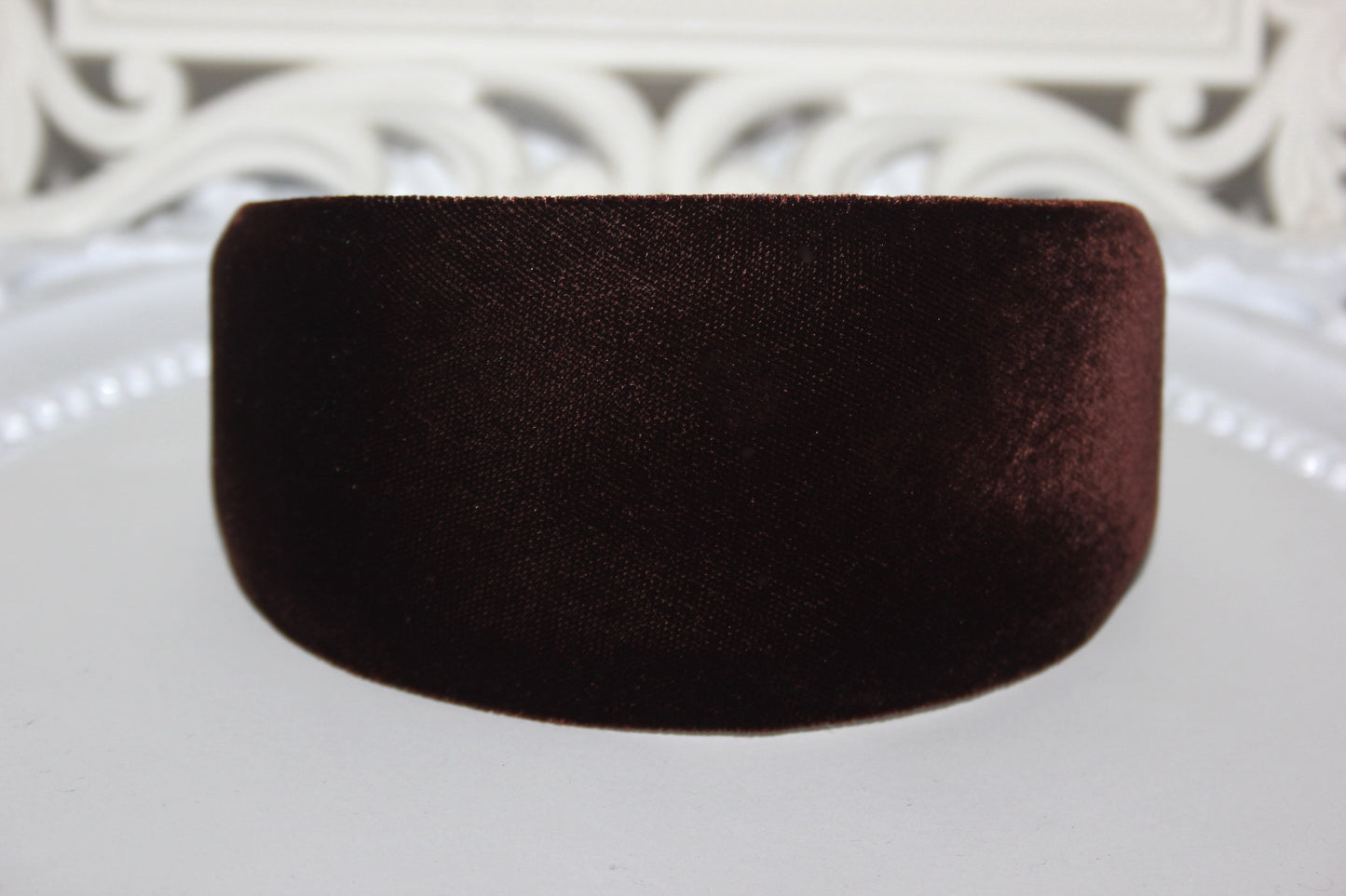 Dark Brown silk velvet headband for women Classic waldorf hairband