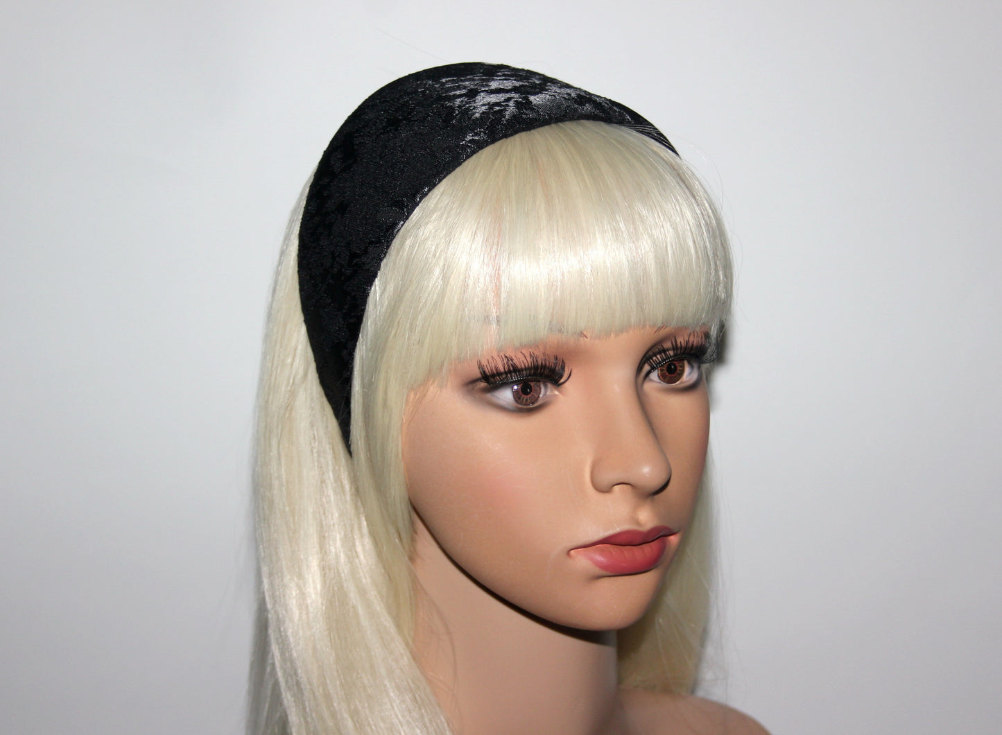 Black jacquard headband women Abstract pattern hairband, plastic free