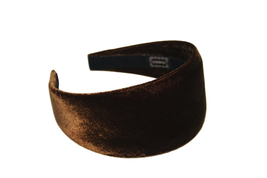 Coffee Brown micro silk velvet headband for women
