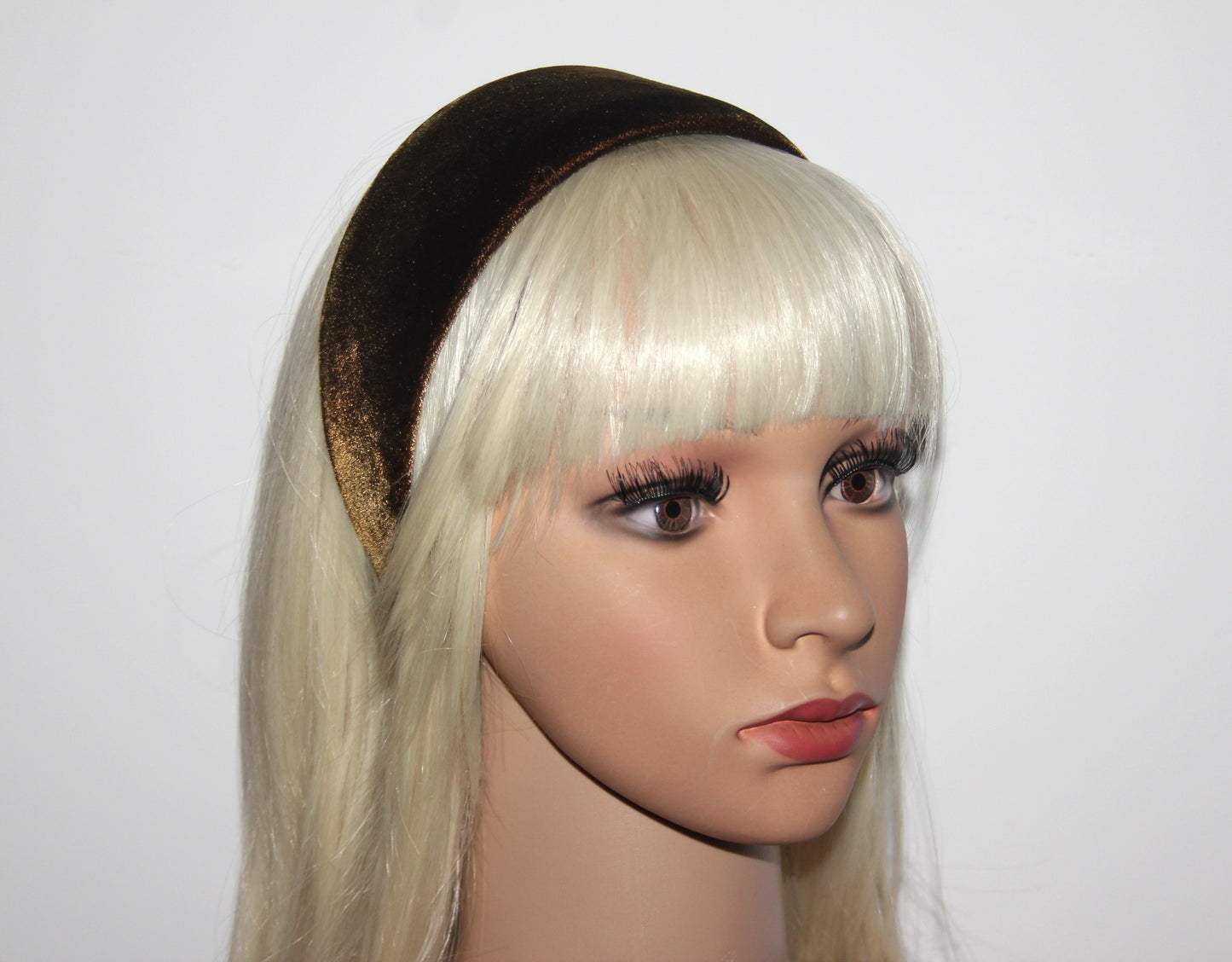 Coffee Brown micro silk velvet headband for women