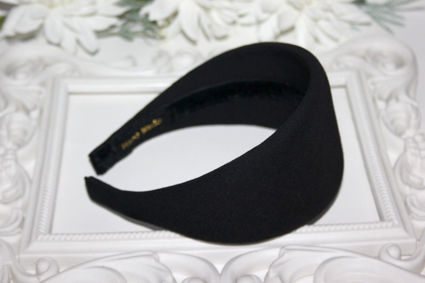Wide Padded headband Intensive Black hairband scarf, Viscose puffy headband, plastic free