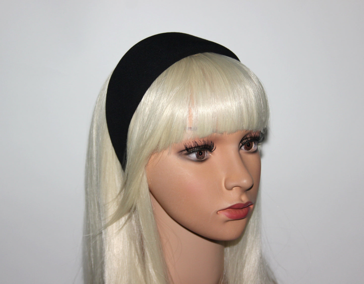 Wide Padded headband Intensive Black hairband scarf, Viscose puffy headband, plastic free
