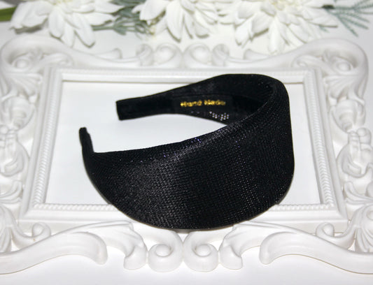Black Sparkly headband Padded hairband scarf, plastic free